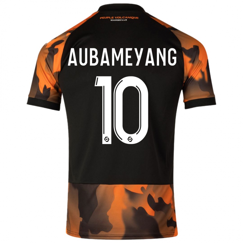 Kvinder Pierre-Emerick Aubameyang #10 Sort Orange Tredje Sæt Spillertrøjer 2023/24 Trøje T-Shirt