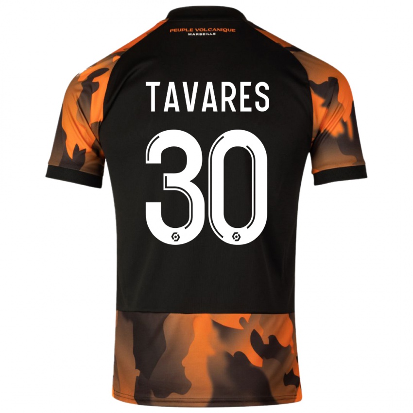 Kvinder Nuno Tavares #30 Sort Orange Tredje Sæt Spillertrøjer 2023/24 Trøje T-Shirt