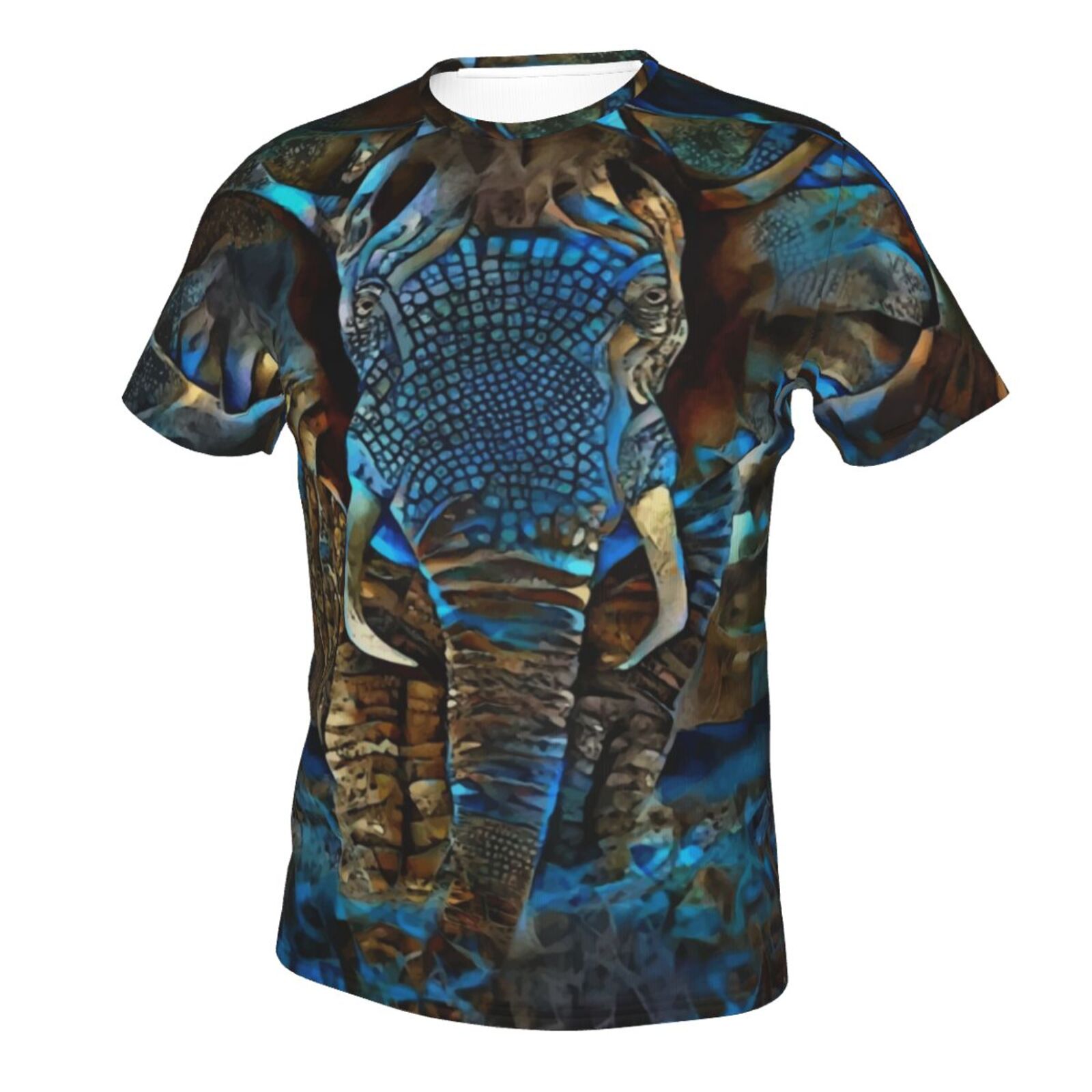 Elefant Brun Blå Blandet Medieelementer Klassisk T-shirt